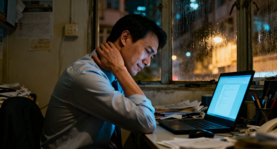 鋼筋肩膀與皮下發炎：當香港都市人的身體，被「筋膜炎」鎖成一座鐵青的結界