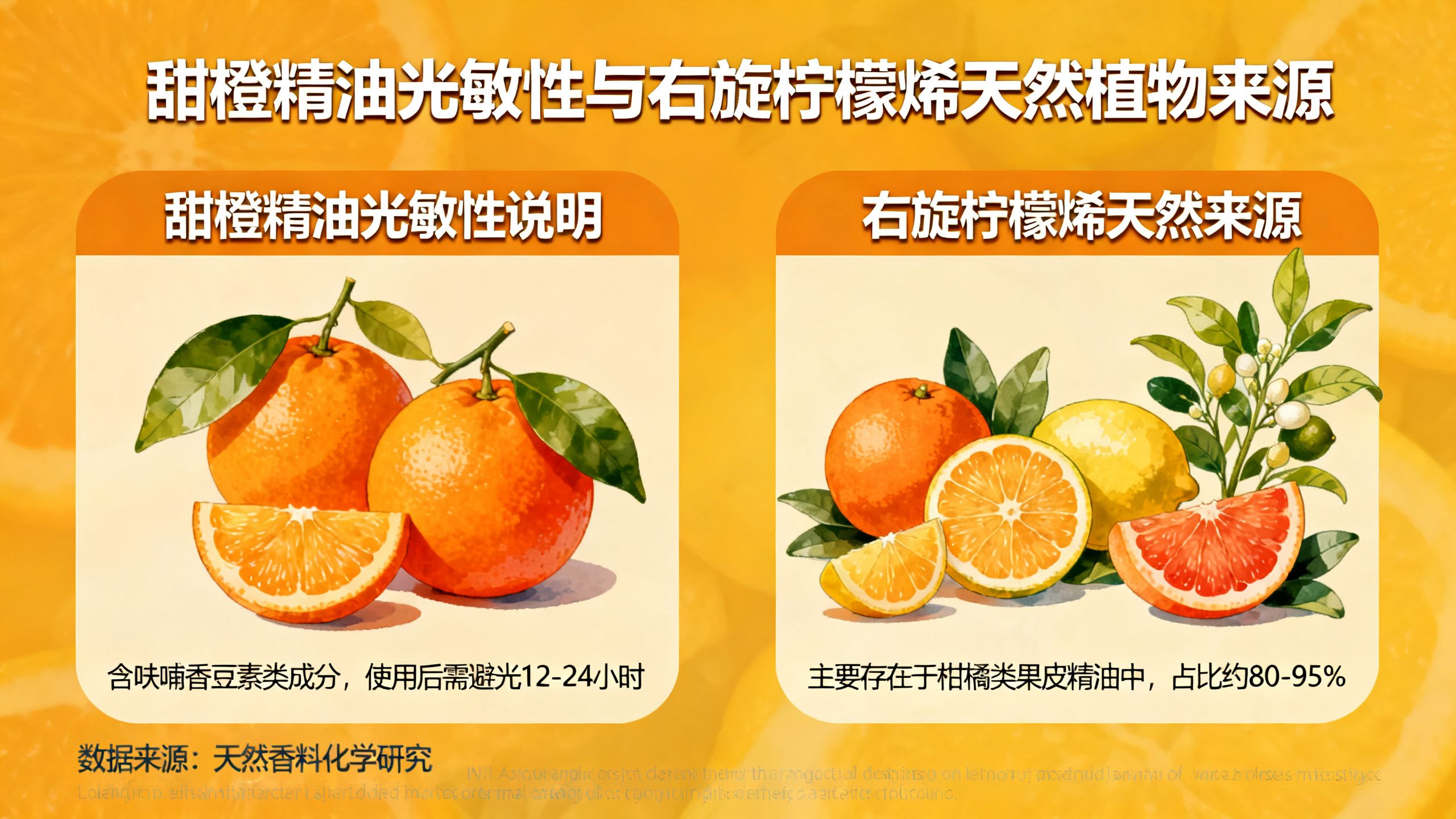 甜橙精油光敏性與右旋檸檬烯成分的天然植物來源