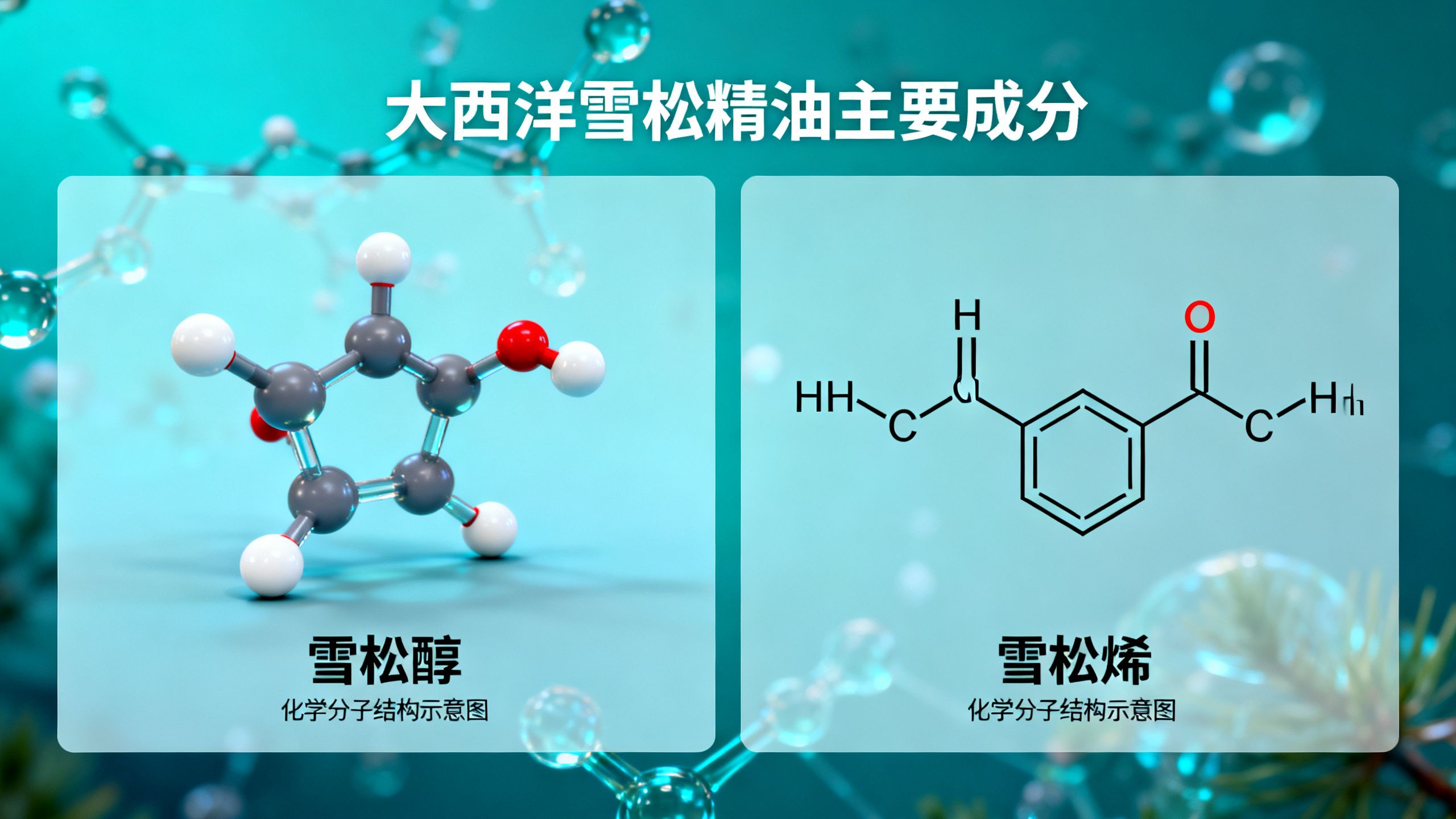 大西洋雪松精油成分中的雪松醇與雪松烯化學分子結構
